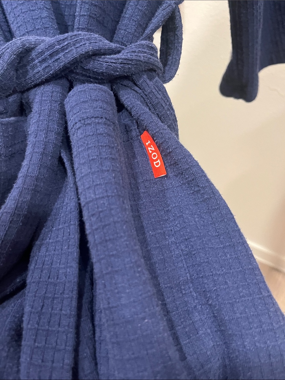 Izod Navy Waffle-Knit Shawl-Collar Robe - Picture 3 of 6